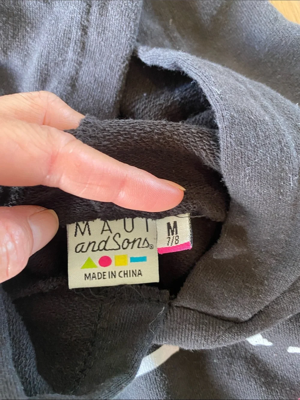 Maui and Sons Black Cropped Hoodie with Bright Geometric Logo